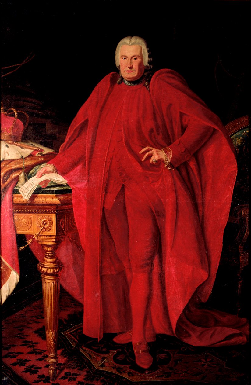 صورة أليرام ماريا بالافيسينو (1730-1805) دوج من جمهورية الجينات من 1789 إلى 1791 رسم أنطون فون مارون (1733-1808) شمس. 223x148 سم الجينات ، مبدأ Collezione دومينيكو بالافيسينو بواسطة انطون فون مارون