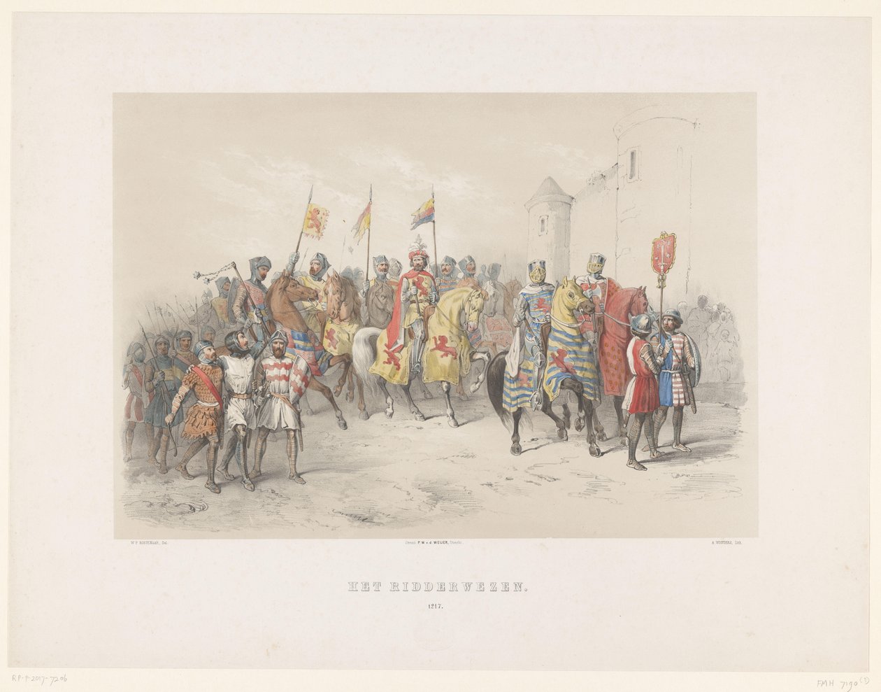حفلة تنكرية أوترخت عام 1851: Knighthood ، 1217 فارس ، 1217 (العنوان على الكائن) التاريخ الوطني. من الأزمنة الأولى وحتى نهاية القرن السابع عشر ، في ثمانية مشاهد ، صورها هـ. Dtudents of the Utrechtsche Hoo بواسطة أنتوني جوهانس جرونفيلدت