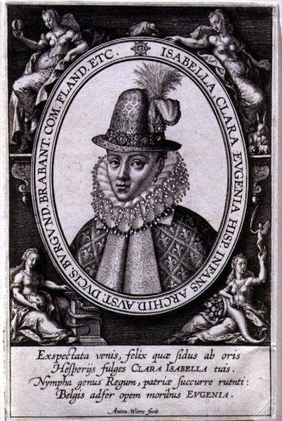 صورة لإيزابيلا كلارا يوجينيا من النمسا (1566-1633) زوجة ألبرت ، أرشيدوق النمسا (1559-1621) (نقش) بواسطة أنتوني ويريكس