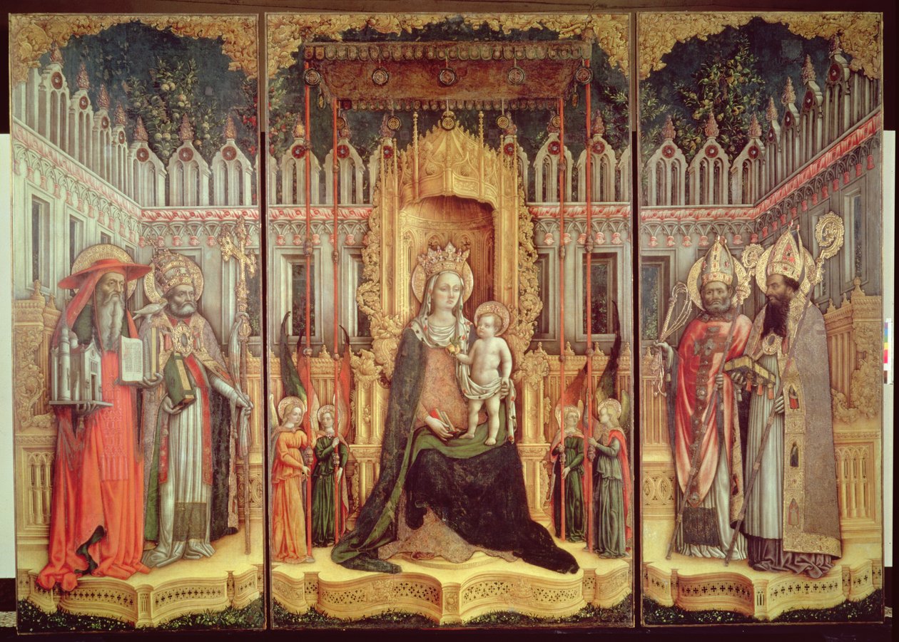 العذراء مريم مع القديسين جيروم ، غريغوري ، أمبروز وأوغسطين ، 1446 بواسطة أنطونيو فيفاريني