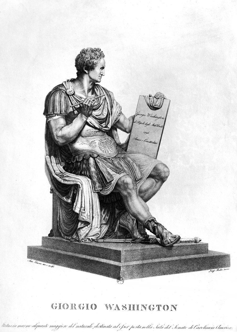 جورج واشنطن كإمبراطور روماني ، 1796 ، محفور لويجي رادوس (1773-1840) بواسطة انطونيو كانوفا