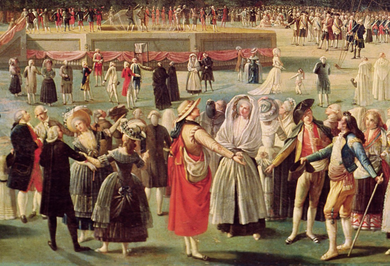 صعود بالون مونتغولفييه في أرانجويز ، c.1764 (تفاصيل 38558) بواسطة أنطونيو كارنيسيرو