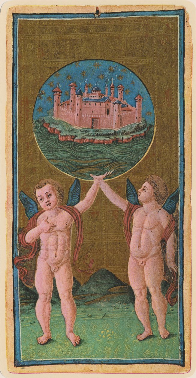 العالم ، فاكهه بطاقة التارو من سطح "فيسكونتي" ، 1441-1447 بواسطة أنطونيو سيكوجنارا