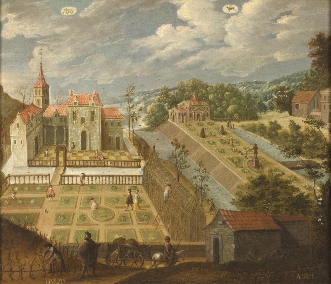 مارس وأبريل من Los doce meses del año (الأشهر الاثني عشر للعام) ، 1650-99 بواسطة أنطونيو دي إسبينوزا