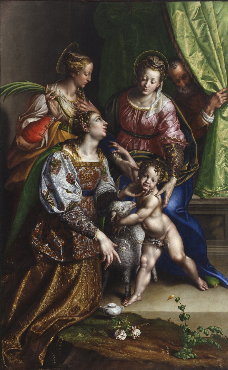مادونا والطفل مع سانت جوزيف وسانت كاترين وسانت أغنيس ، حوالي 1570 (زيت على قماش) بواسطة أنطونيو كامبي