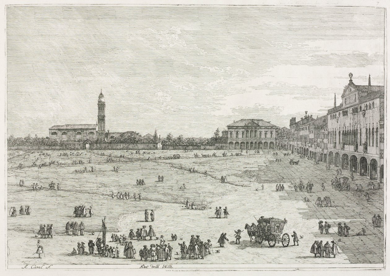 المشاهدات: Prà della Valle ، بادوفا ، 1735-1746. بواسطة قناة جيوفاني أنطونيو (كاناليتو)