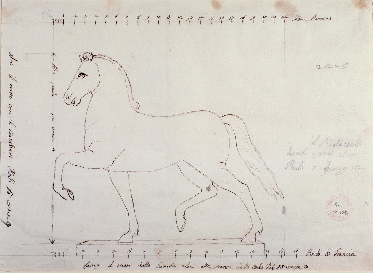 Study for a horse for an equestrian monument (drawing بواسطة انطونيو كانوفا