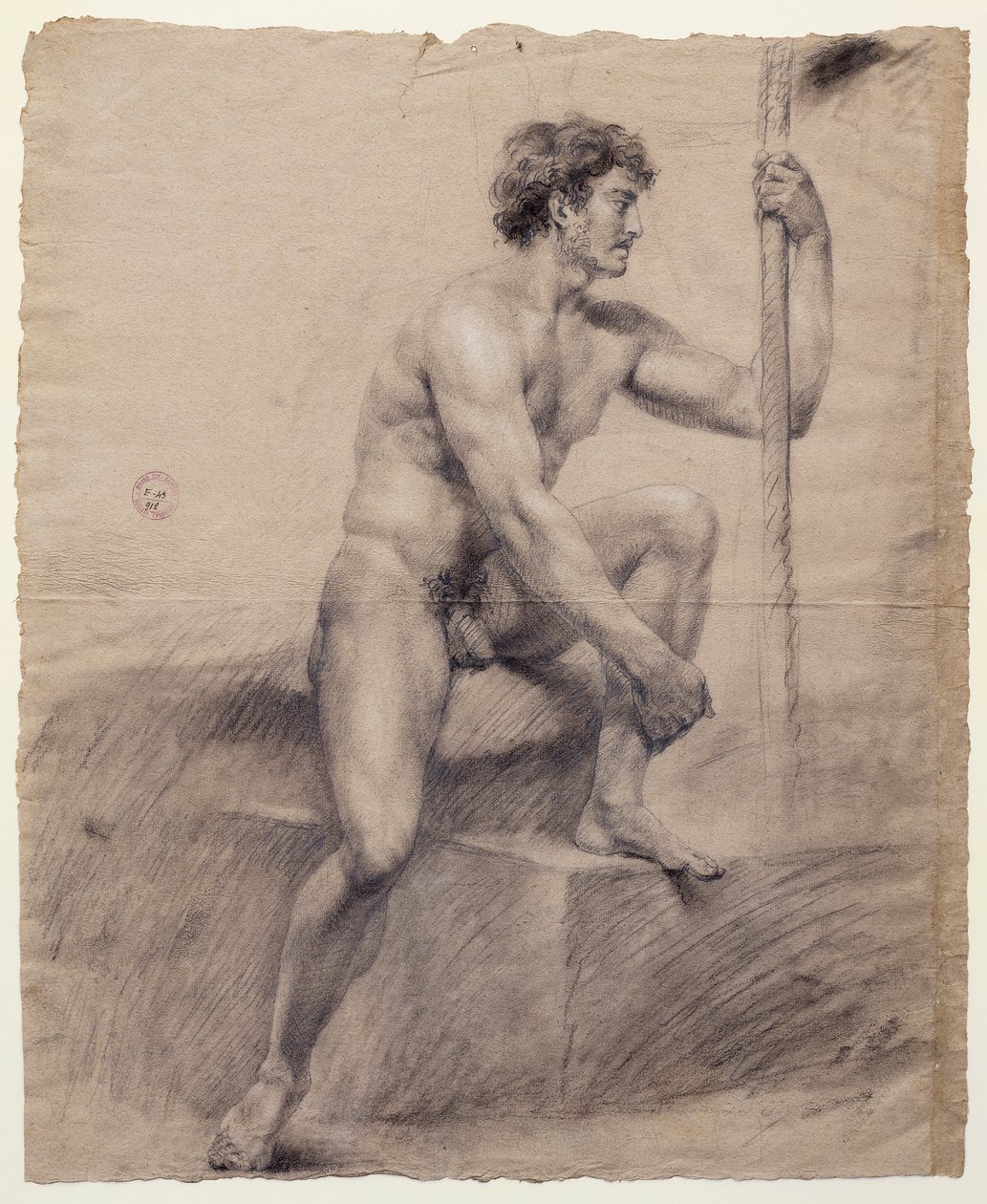 دراسة لذكر عاري جالس على المنصة ، أنطونيو كانوفا (1757-1822) ، رسم بواسطة انطونيو كانوفا