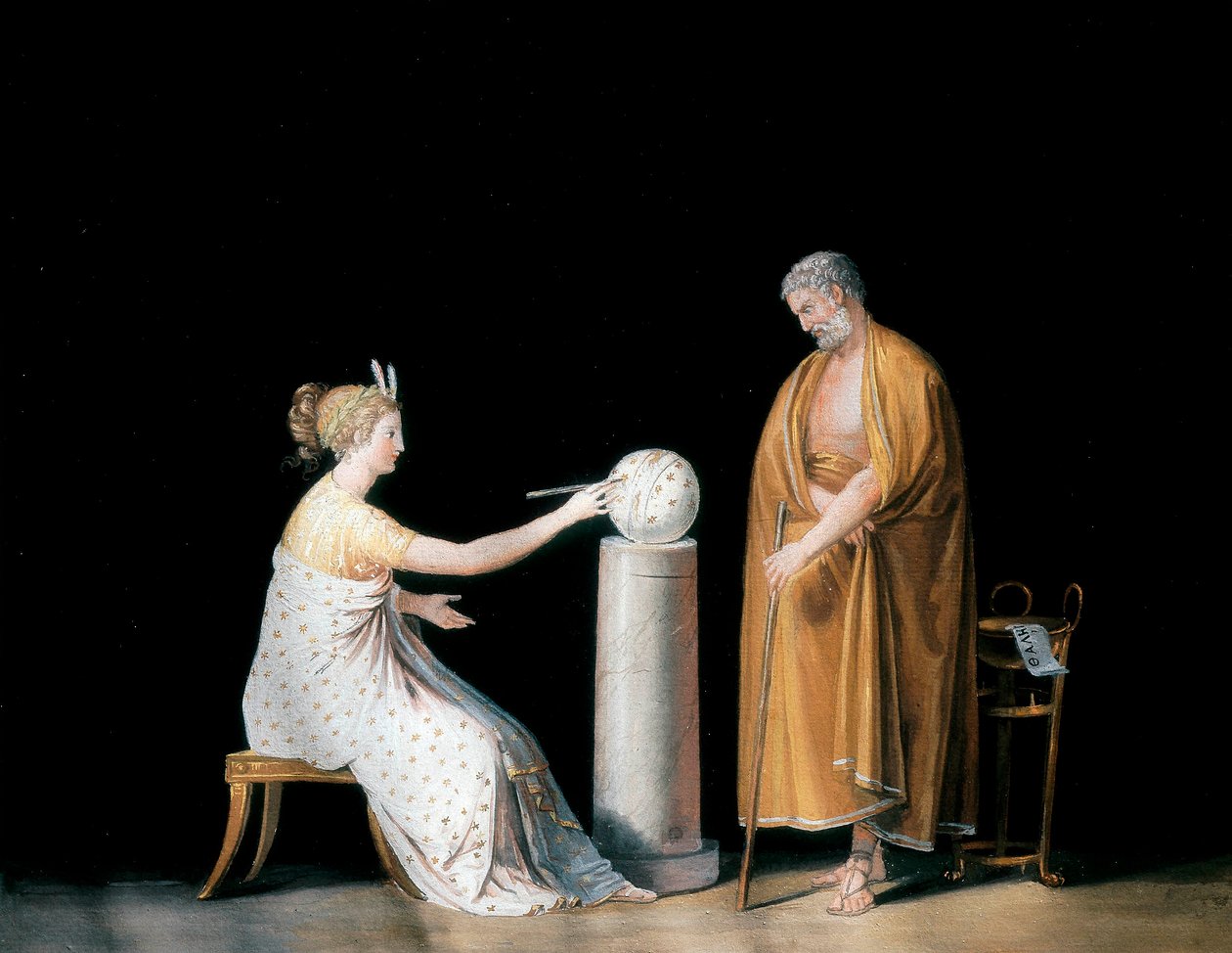 الملهمة يورانيا وطاليس. تمبرا بواسطة أنطونيو كانوفا (1757-1822) ، حوالي عام 1798. بواسطة انطونيو كانوفا