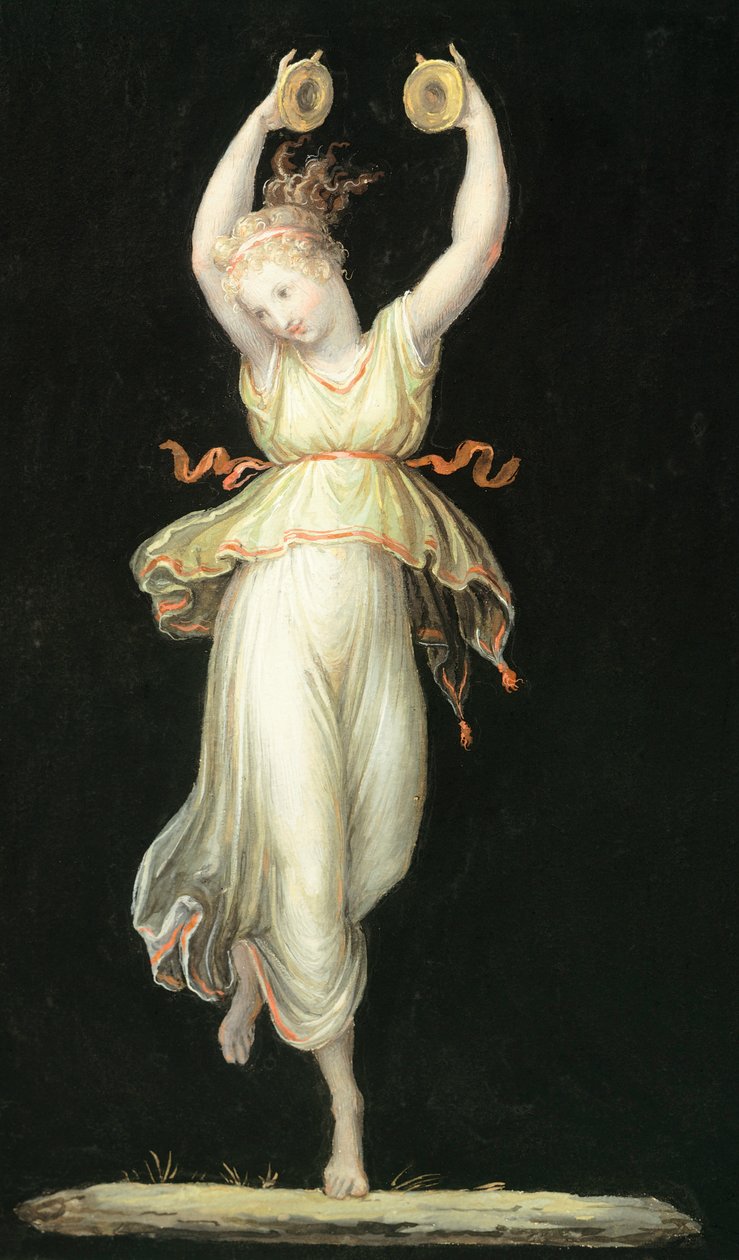 Woman playing castanets by Antonio Canova (1757-1822), tempera بواسطة انطونيو كانوفا