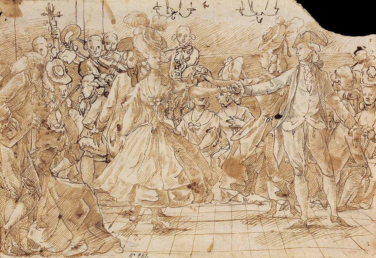 "مينويت" - عمل أنطونيو كازانوفاس السيول (1752-1796) قلم مينويت ، حبر هندي بني على ورق ج. 1780 متحف كاتالونيا الوطني للفنون ، برشلونة 20.9x30 بواسطة أنطونيو كازانوفاس أنا سيل