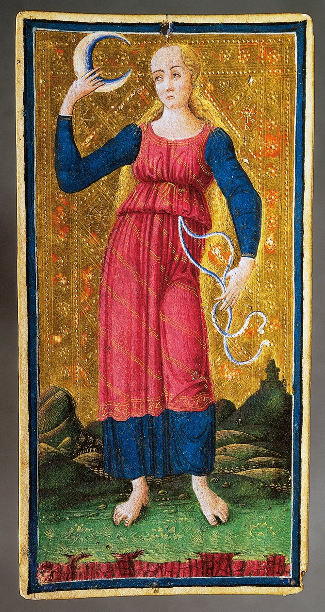 Tarot card depicting Moon بواسطة أنطونيو سيكوجنارا