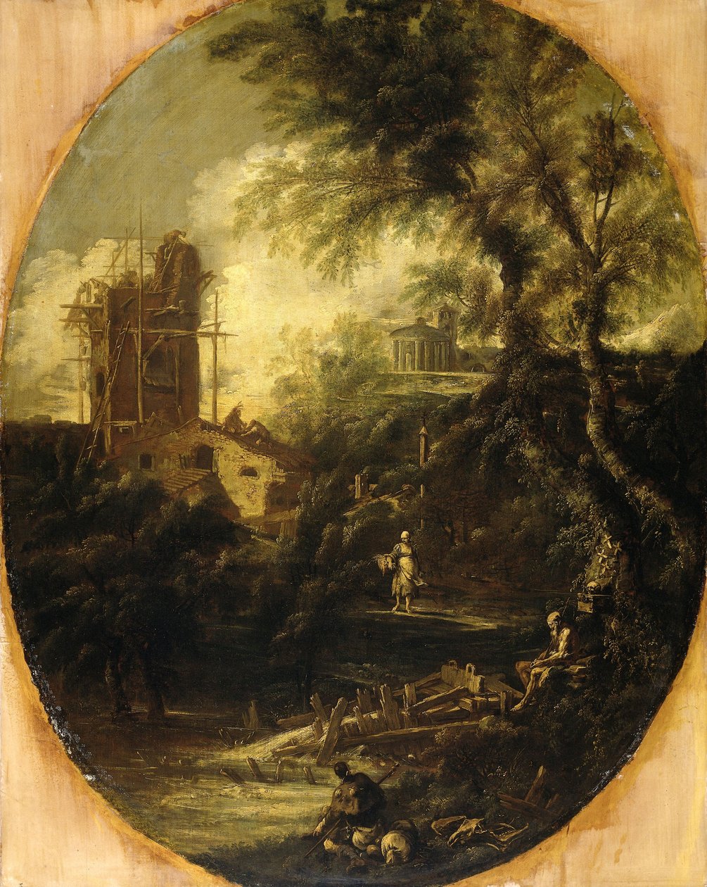 منظر طبيعي مع الناسك، حوالي 1690-1724 (زيت على قماش) بواسطة أنطونيو فرانشيسكو بيروزيني