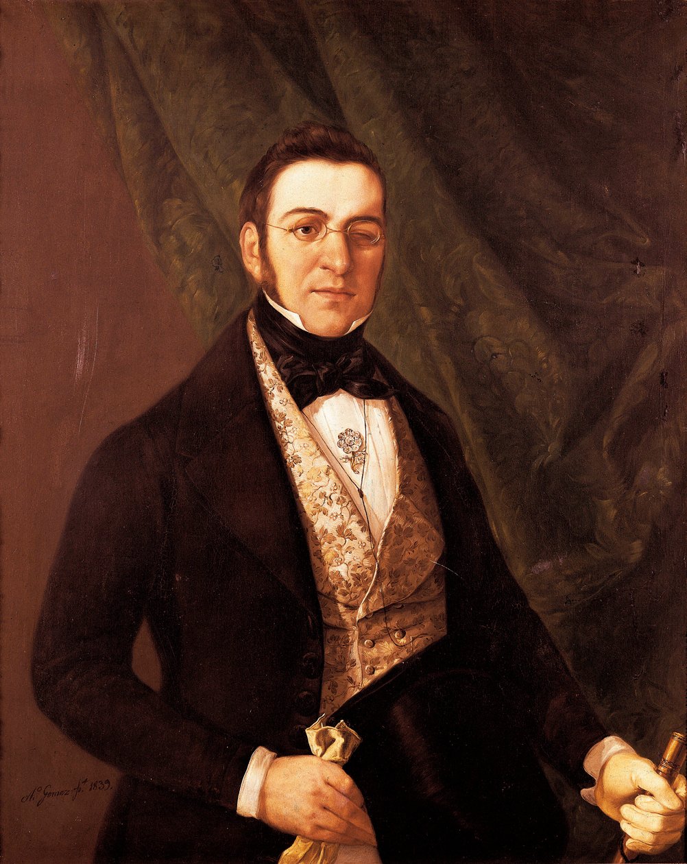 صورة شخصية لمانويل بريتون دي لوس هاريروس (1796-1873) ، شاعر وكاتب مسرحي إسباني. رسم أنطونيو غوميز وكروس (أواخر 18-1863) بواسطة أنطونيو جوميز كروس