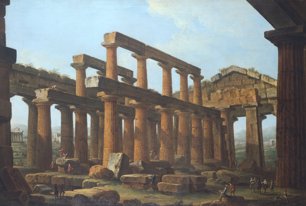 معبد بوسيدون في بايستوم بواسطة أنطونيو جولي (1700-1777) بواسطة انطونيو جولي