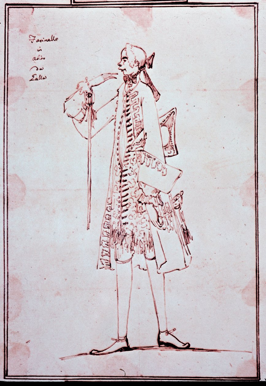 صورة لكارلو بروشي تسمى Farinelli (1705-1782) castrato الإيطالي (castrat) كارتون بواسطة أنطون ماريا زانيتي (1680-1767). القرن ال 18. مجموعة خاصة. بواسطة أنطونيو ماريا زانيتي