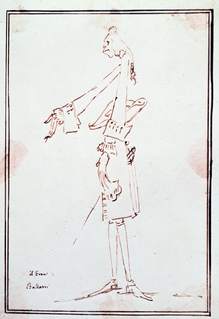 Portrait of Filippo Balatri (1676-1756) italian castrat (castrato) Caricature by Anton Maria Zanetti (1679Ð1767). 18th century Private collection بواسطة أنطونيو ماريا زانيتي