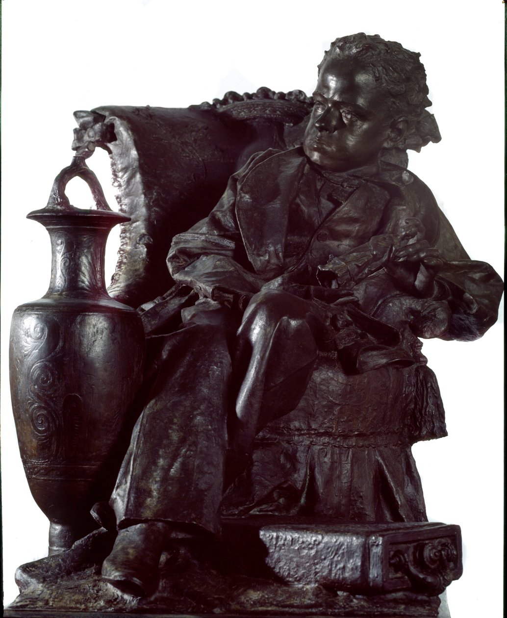 نصب تذكاري للأمير Oddone Eugenio Maria di Savoia (1846-1866) (نصب تذكاري للأمير Oddone ، دوق Montferrat) نحت برونزي لأنطونيو Orazio Quinzio (1856-1928) 1891 Dim 91x61x95 cm Genes، Galleria d