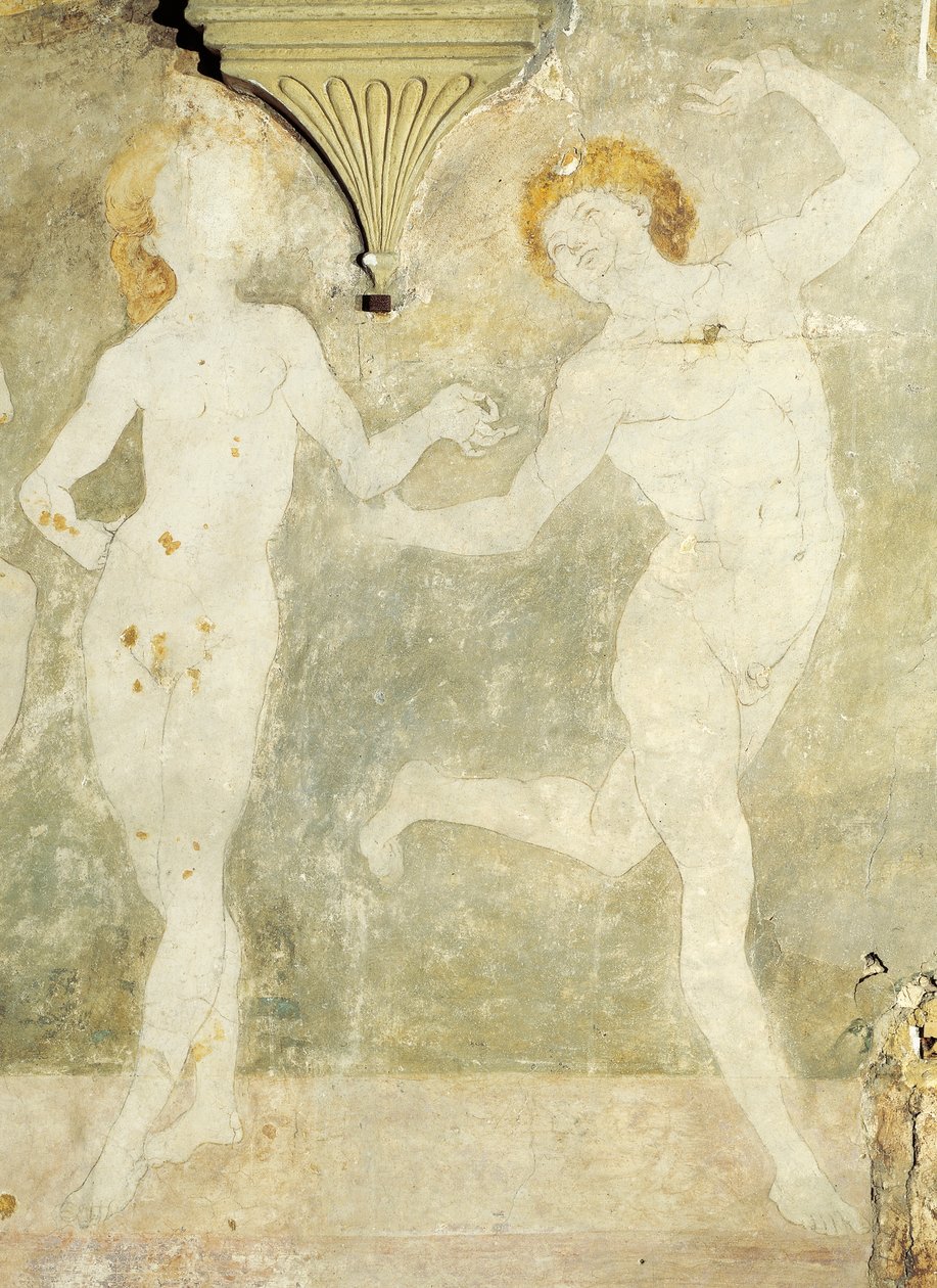 رقص عاري - أنطونيو ديل بولايولو أو أنطونيو بينشي (حوالي 1431-1498) ، لوحة جدارية ، تفاصيل ، فيلا لا غالينا ، أرسيتري ، فلورنسا بواسطة أنطونيو بولايولو