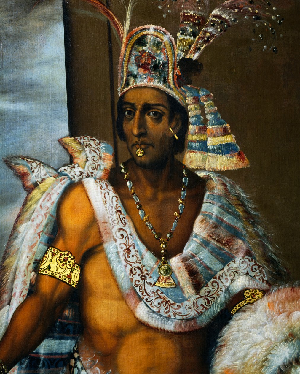 Portrait of Montezuma II Tecnochtitlan (circa 1466-1520), last king of Aztecs بواسطة أنطونيو رودريغيز
