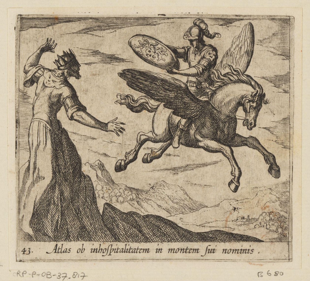 أطلس تحول إلى جبل أطلس بسبب عدم الضيافة على جبل اسمه (العنوان على وجوه) Metamorphoseon أو التحويلات (عنوان السلسلة) ميتامورفوسين فان أوفيديوس (عنوان المسلسل) بواسطة انطونيو تمبيستا
