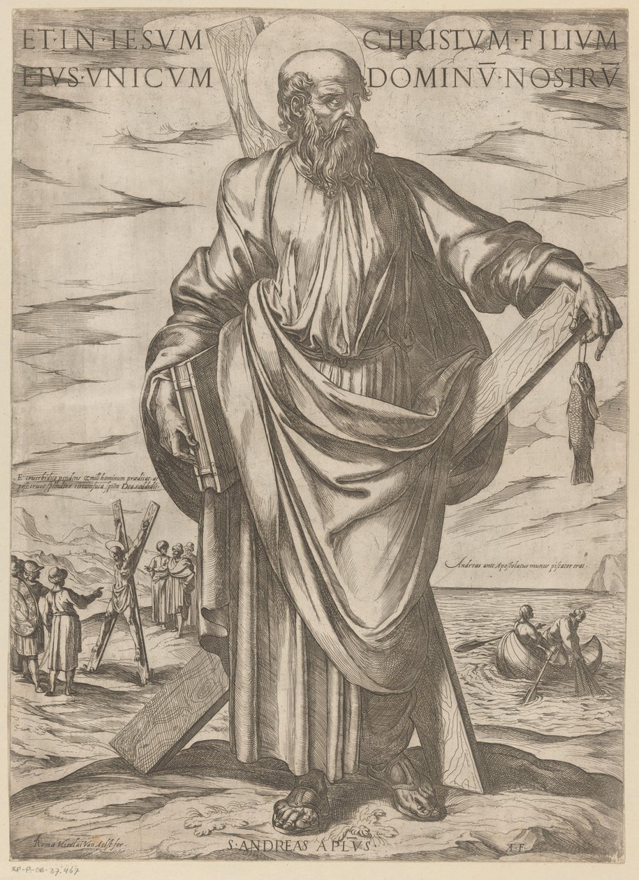 من سانت اندرو وفي يسوع المسيح ، ابنه الوحيد ، ربنا (العنوان على الشيء) المسيح ، ماري إن دي الرسول (عنوان السلسلة) بواسطة انطونيو تمبيستا
