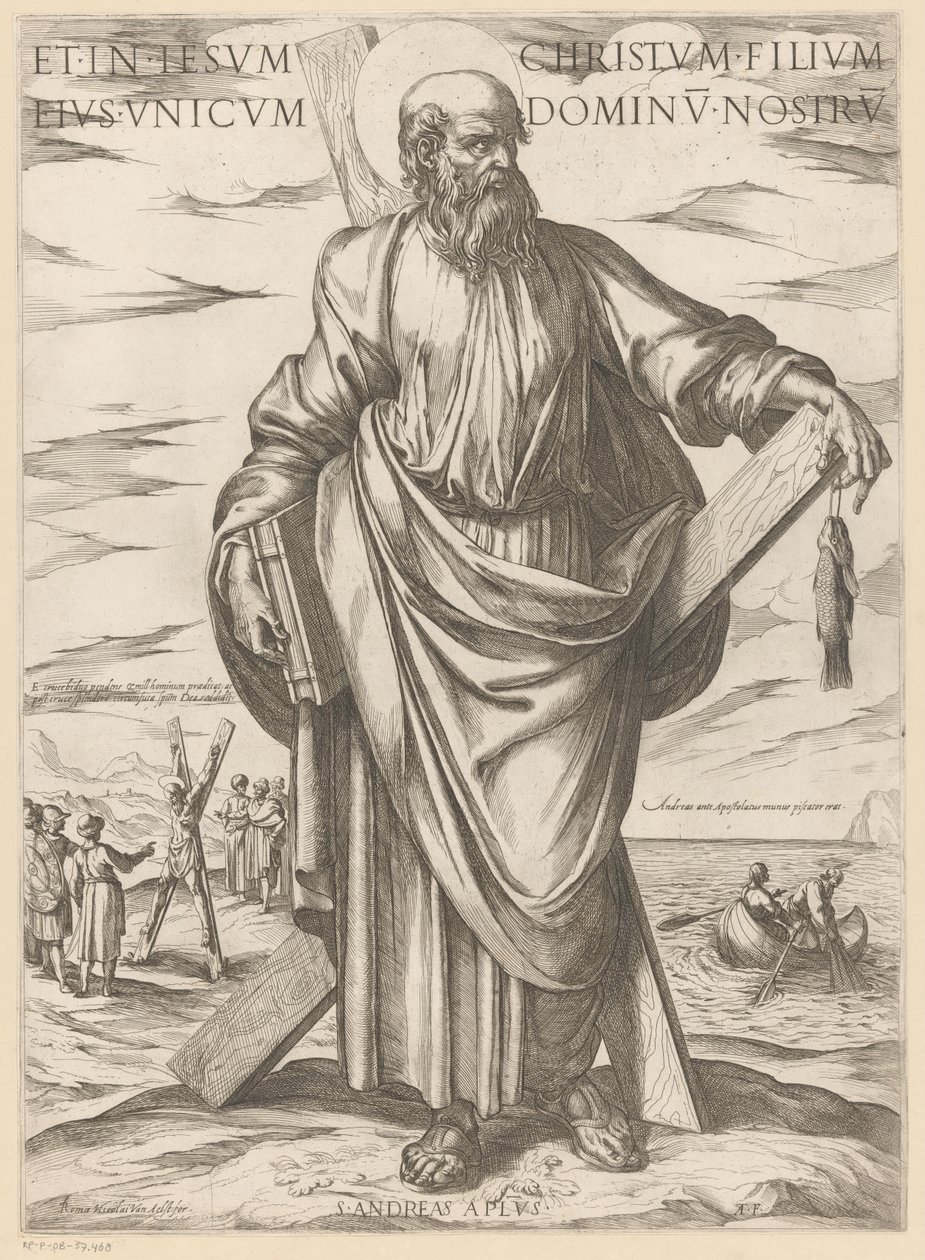 من سانت اندرو وفي يسوع المسيح ، ابنه الوحيد ، ربنا (العنوان على الشيء) المسيح ، ماري إن دي الرسول (عنوان السلسلة) بواسطة انطونيو تمبيستا