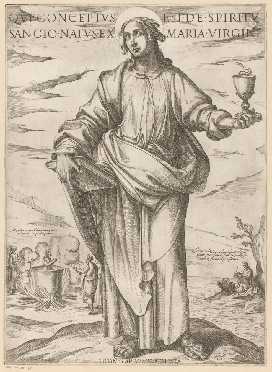 القديس يوحنا من حُبل به من الروح القدس ، المولود من مريم العذراء (العنوان على الشيء) المسيح ، ماري إن دي الرسول (عنوان السلسلة) بواسطة انطونيو تمبيستا