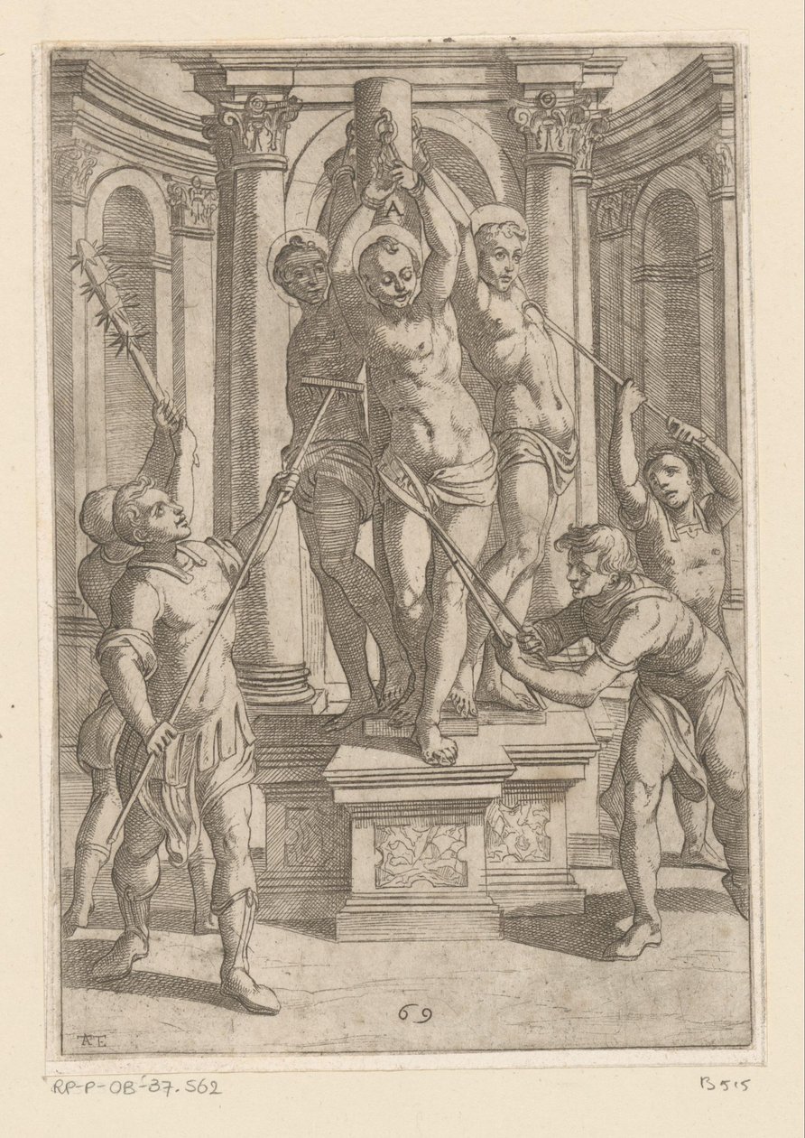 التعذيب بالعصي الحادة تعذيب شهداء المسيحيين (عنوان المسلسل) Varia tormentorum et supplicioru crudelium (...] (عنوان السلسلة) بواسطة انطونيو تمبيستا