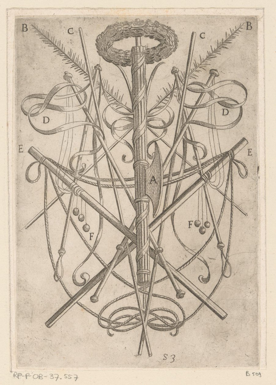 زخرفة بأدوات التعذيب تعذيب شهداء المسيحيين (عنوان المسلسل) Varia tormentorum et supplicioru crudelium (...] (عنوان السلسلة) بواسطة انطونيو تمبيستا
