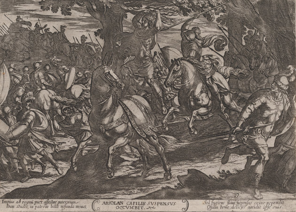 اللوحة 19: يعقوب يقتل أبشالوم ، من معارك العهد القديم ، كاليفورنيا. 1 ... ، كاليفورنيا. 1590-كاليفورنيا. 1610. بواسطة انطونيو تمبيستا