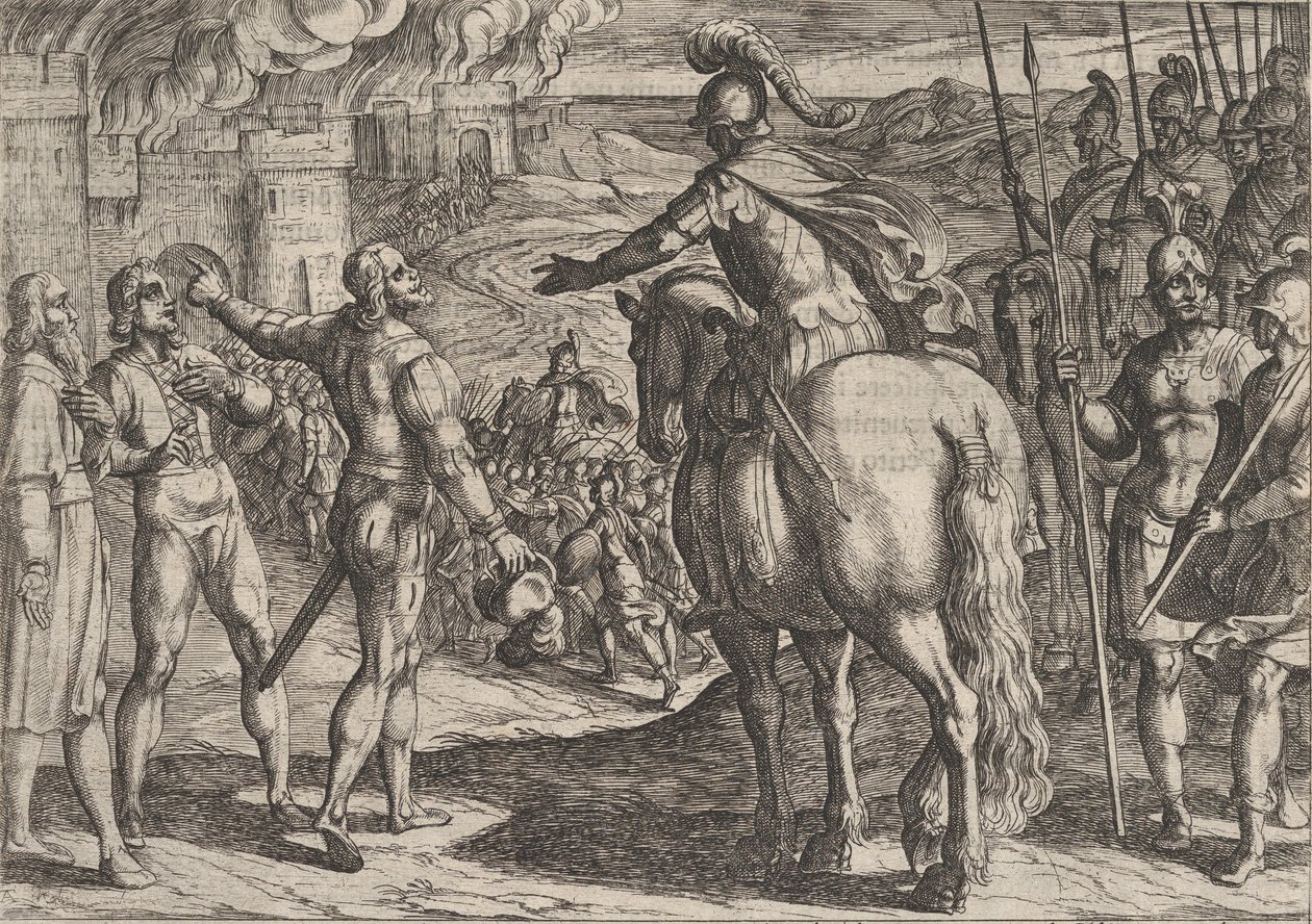 اللوحة 34: الرومان يحرقون الريف الهولندي ، من حرب الرومان ضد ... ، 1611. بواسطة انطونيو تمبيستا