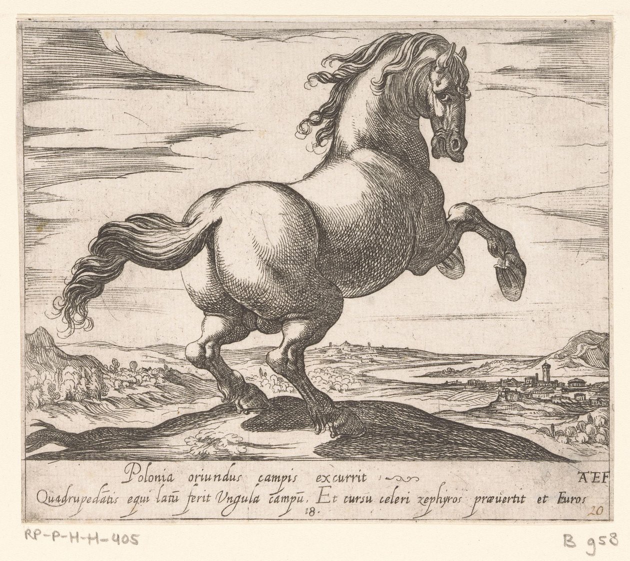 Steigerend paard naar rechts gewend Paarden uit verschiedelden Landen (عنوان المسلسل) مع هؤلاء القادة سوف يتم الاحتفال بك كقائد ذو فم فيرو. بواسطة انطونيو تمبيستا