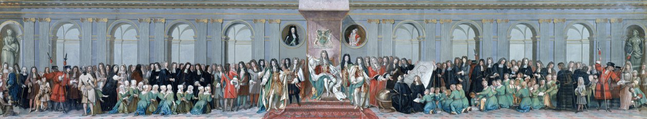 جيمس الثاني (1633-1701) استقبال العلماء الرياضيين في مستشفى المسيح بواسطة أنطونيو فيريو