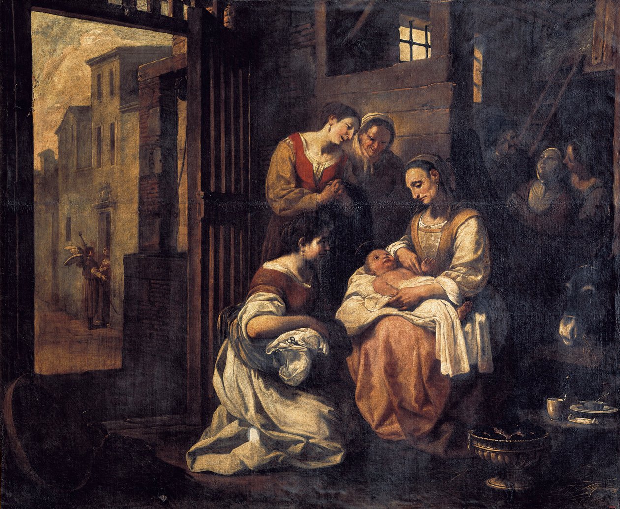 "ولادة القديس فرنسوا" لوحة رسمها أنطوني فيلادومات إي مانالت (1678-1755) القرن الثامن عشر في برشلونة. المتحف الوطني للفنون في كاتالونيا. بواسطة أنطونيو فيلادومات
