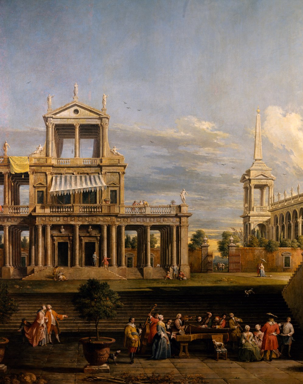Concert at the Villa, by Antonio Visentini (1688-1782), piano and violin, oil on canvas, 207x320, Italy بواسطة أنطونيو فيسينتيني