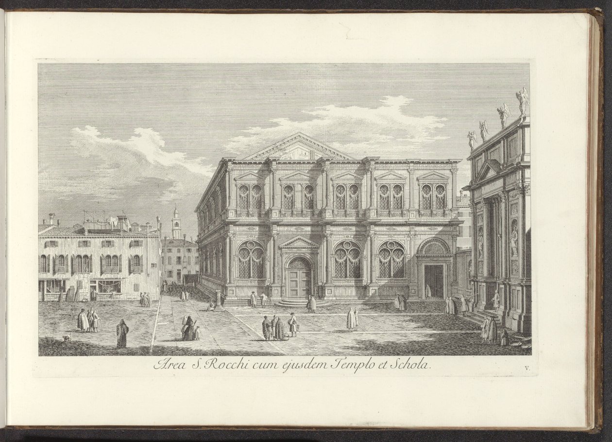 Gezicht op Campo San Rocco te Venetië منطقة S. Rocchi مع نفس المعبد والمدرسة (العنوان على الكائن) Gezichten op bugemenen en pleinen in Venetië (عنوان السلسلة) أشهر المناظر لمدينة البندقية ، من 38 لوحة لقناة أنطونيوس ، محفورة بالنحاس بواسطة Ant بواسطة أنطونيو فيسينتيني