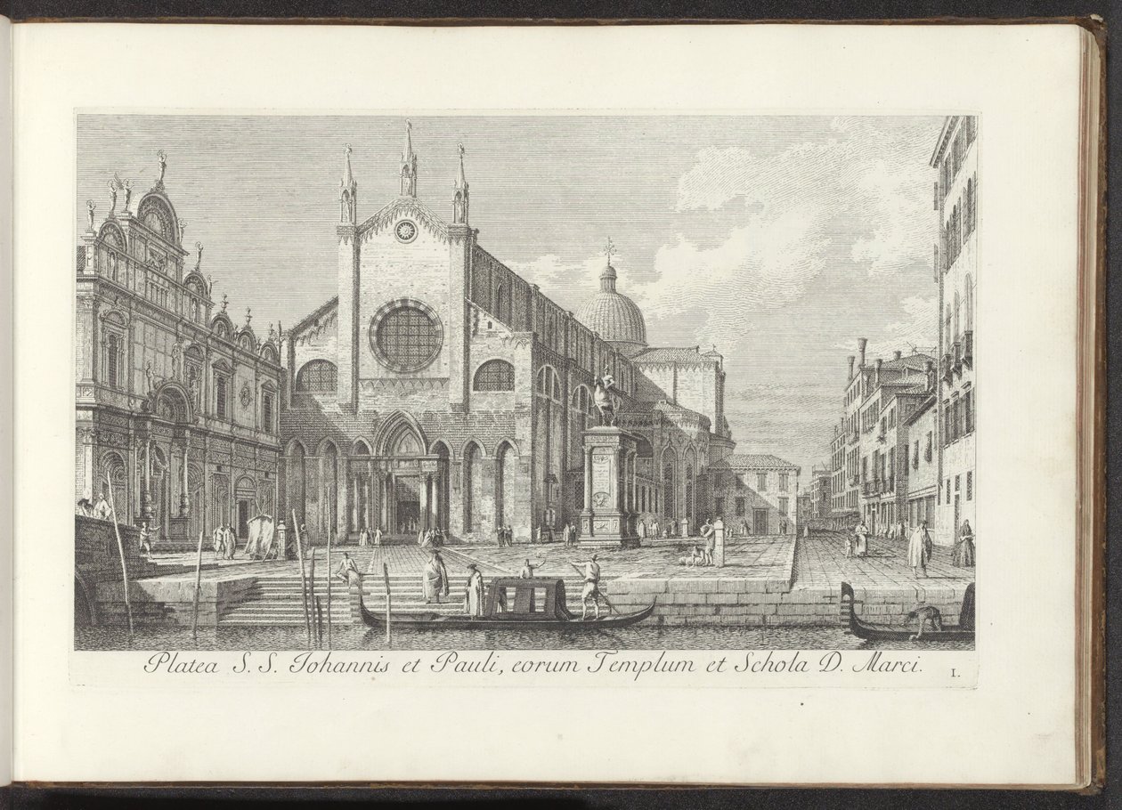 منظر لكنيسة سانتي جيوفاني إي باولو في البندقية Platea S. S. Johannis et Pauli، eorum Templum et Schola D. Marci (العنوان على الكائن) مناظر للمباني والساحات في البندقية (عنوان السلسلة) نشرة Urbis Venetiarum celebriores ، ex Antonii Can بواسطة أنطونيو فيسينتيني