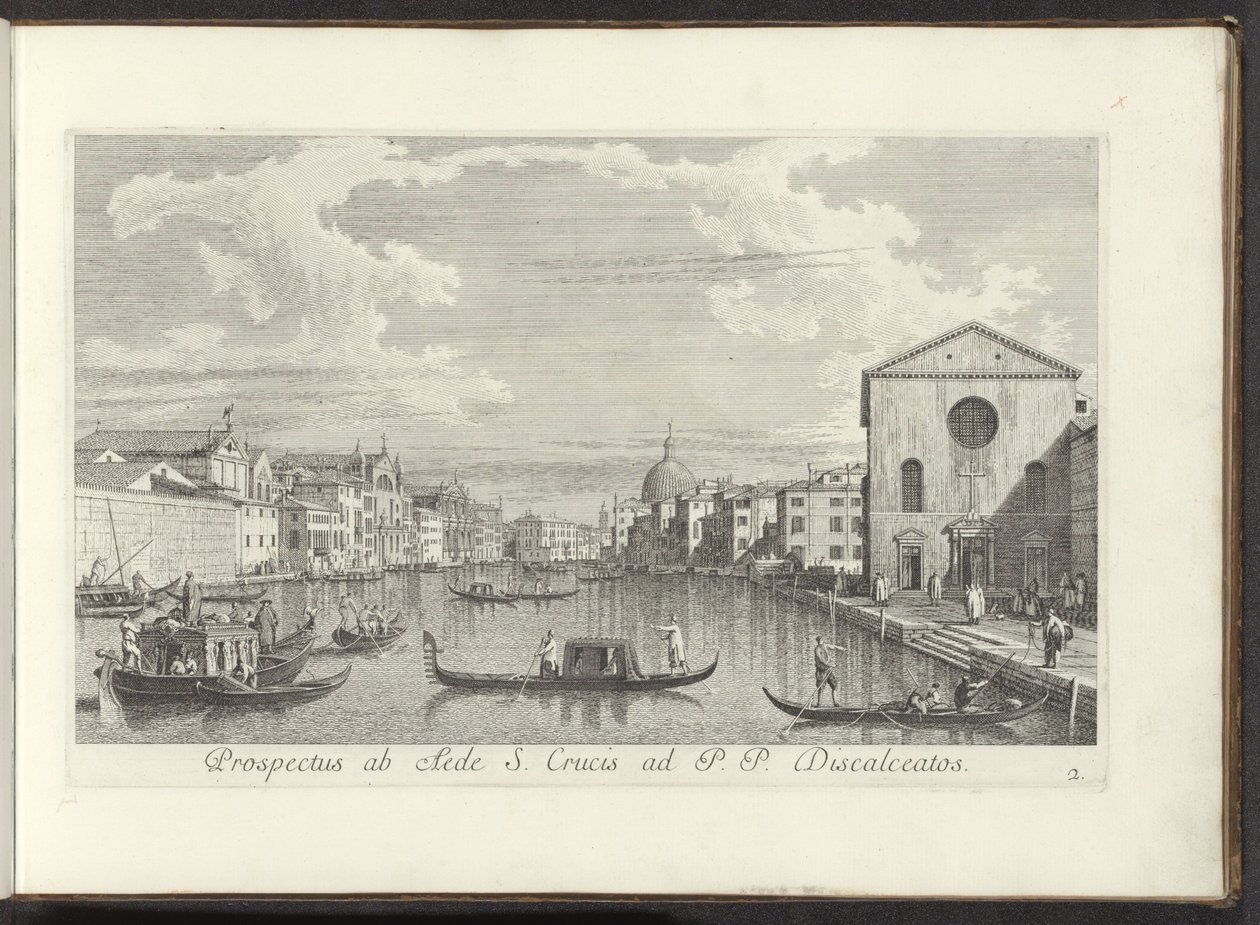 Gezicht op het Canal Grande، de Santa Maria di Nazareth en de San Simeone Piccolo te Venetië توقع من House of the Holy Cross إلى P. P. Discalceatos (العنوان على الكائن) أشهر المناظر لمدينة البندقية ، من 38 لوحة لقناة أنطونيوس ، مطبوعة بالنحاس بواسطة أ بواسطة أنطونيو فيسينتيني