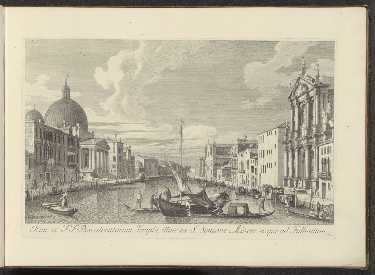 Gezicht op het Canal Grande، de Santa Maria di Nazareth en de San Simeone Piccolo te Venetië ومن هنا جاء من F.F. معبد Discalced ، ما بعد من S. Simeon Minor إلى Fullonium (العنوان على الكائن) أشهر المناظر لمدينة البندقية من قناة أنطونيوس بواسطة أنطونيو فيسينتيني
