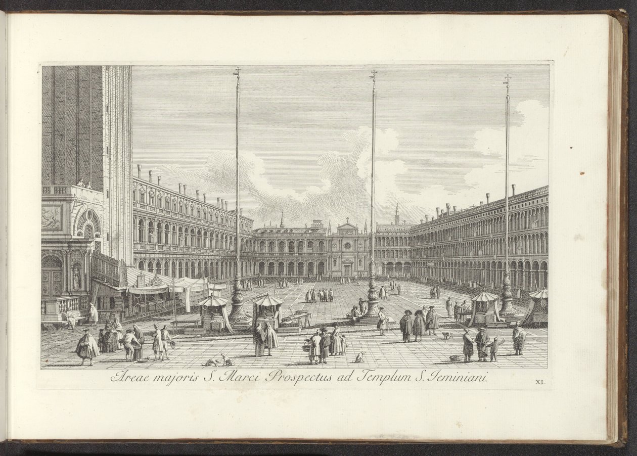 Gezicht op het San Marcoplein te Venetië المنطقة الكبرى من نشرة القديس مرقس لمعبد سانت جيمينياني (العنوان على الكائن) Gezichten op bugemenen en pleinen in Venetië (عنوان السلسلة) مناظر أكثر شهرة لمدينة البندقية ، من قناة أنطونيوس ، 38 لوحًا هوائيًا بواسطة أنطونيو فيسينتيني