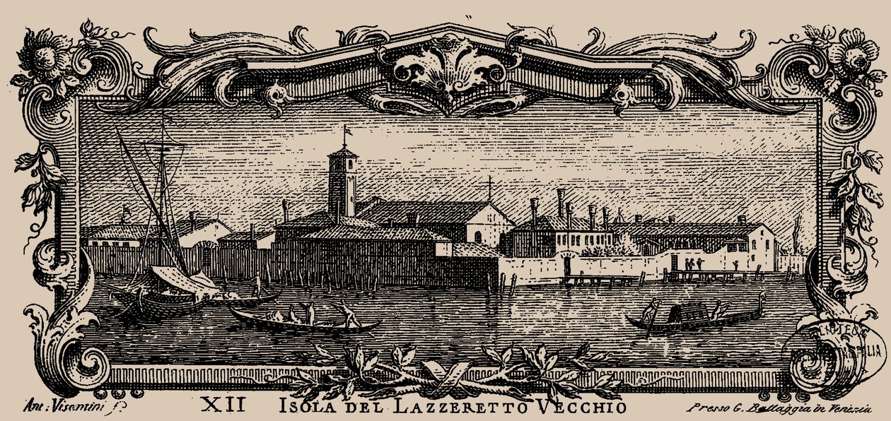 البندقية Isolario ، الثاني عشر. جزيرة لازاريتو فيكيو 1777. بواسطة أنطونيو فيسينتيني