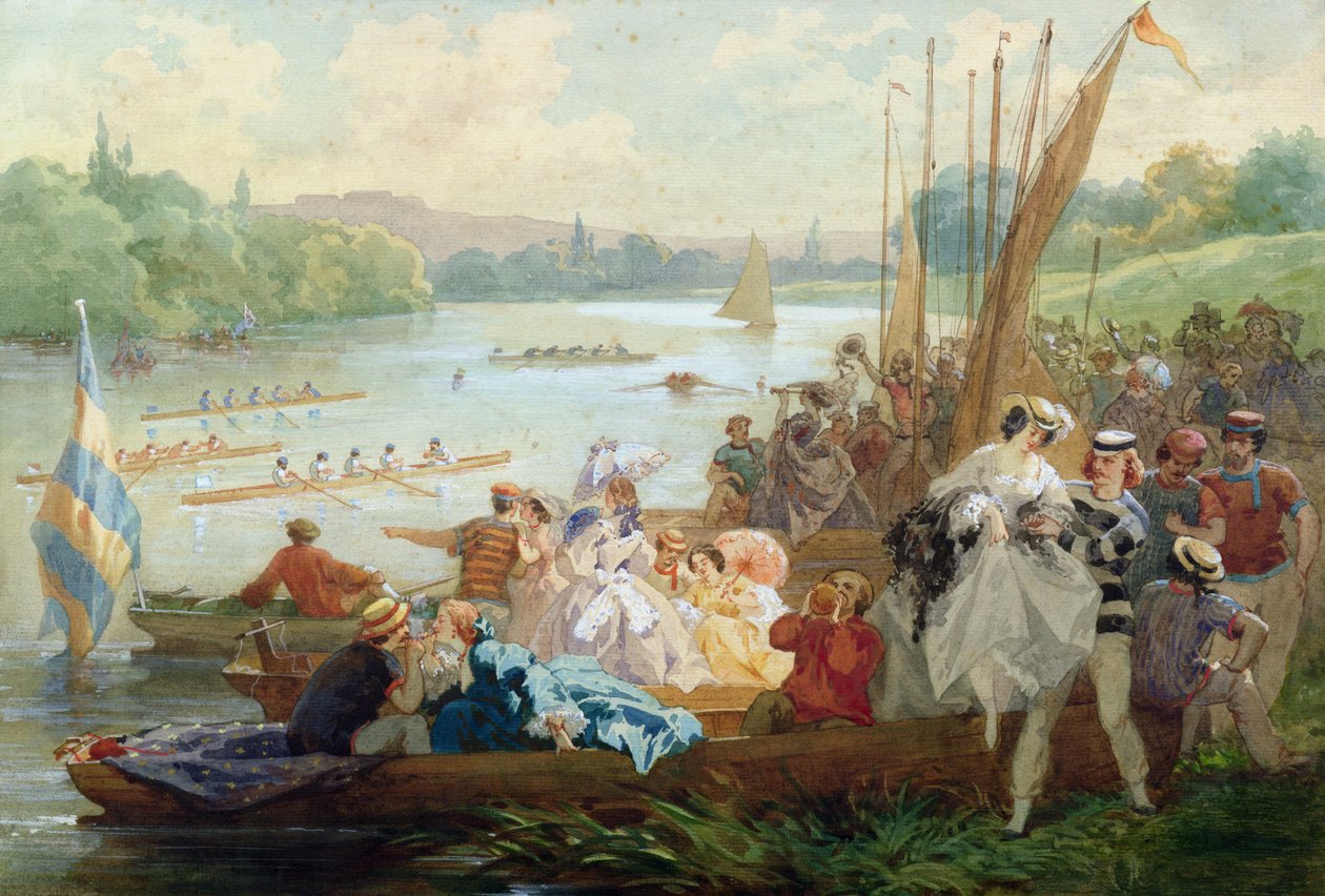 A Regatta في Asnieres خلال الإمبراطورية الثانية (مرحاض وجواش على الورق) بواسطة أنتوني بول إميل مورلون