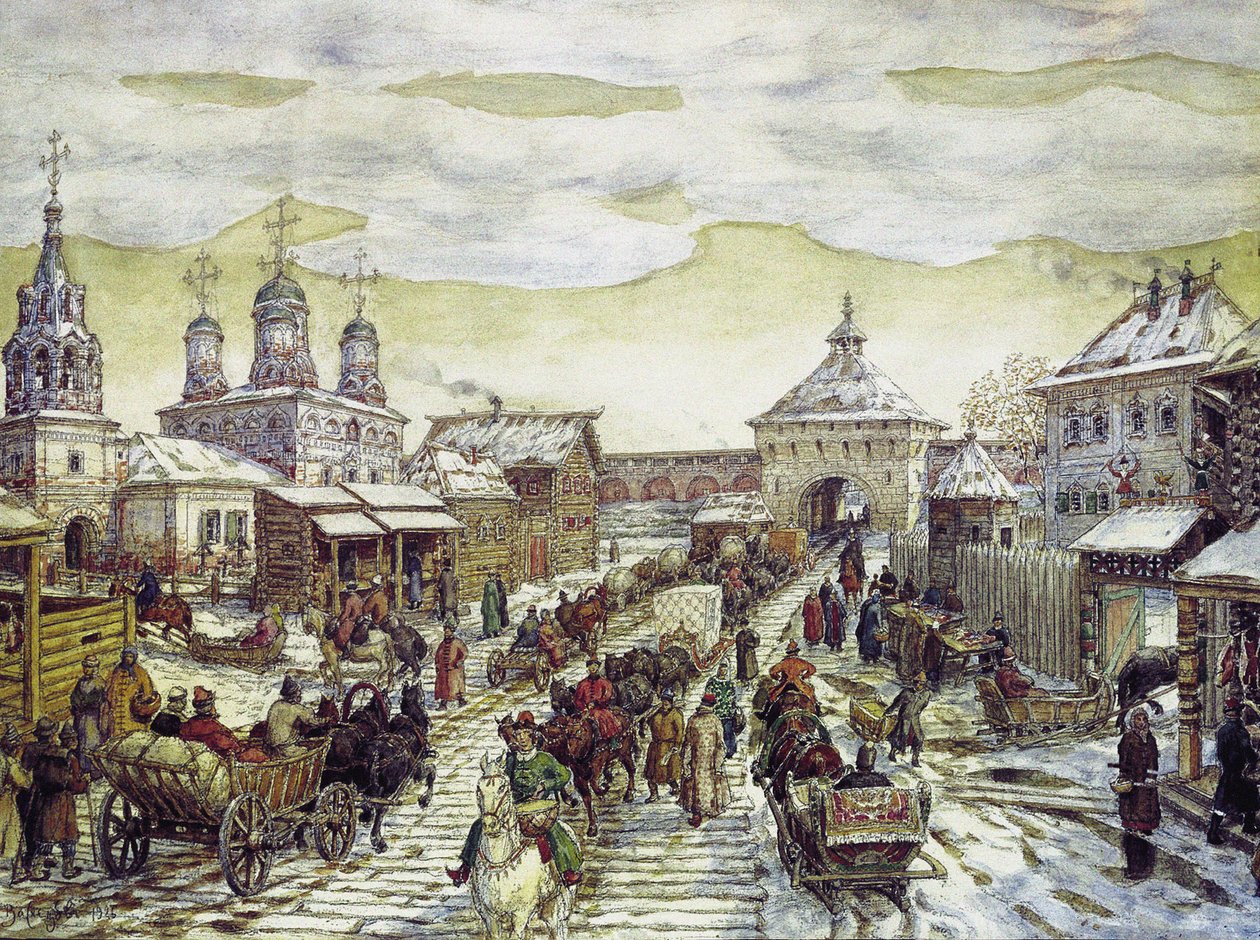 في بوابات Myasnitskaya في بيلي جورود في موسكو في القرن السابع عشر ، 1926 بواسطة Apollinari Mikhailovich Vasnetsov