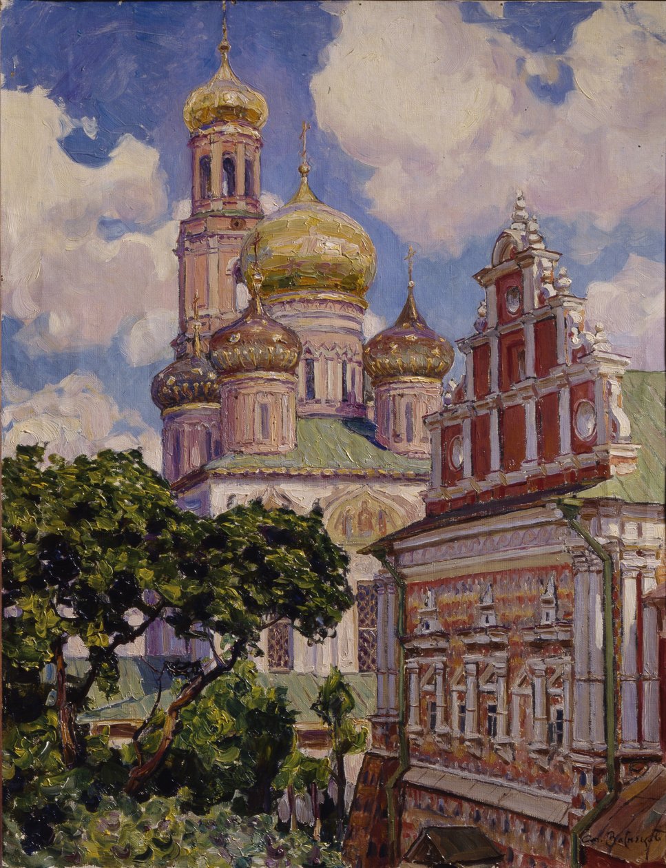 الغيوم والقباب الذهبية. دير سيمونوف 1927 بواسطة Apollinari Mikhailovich Vasnetsov