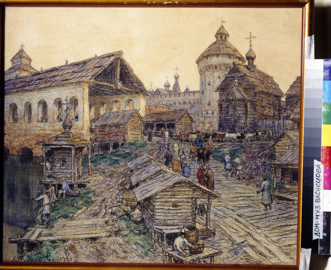 جسر القيامة في موسكو في القرن السابع عشر. عمل أبوليناري ميخائيلوفيتش فاسنيتسوف (1856-1933) ، ألوان مائية وألوان باستيل على ورق بواسطة Apollinari Mikhailovich Vasnetsov