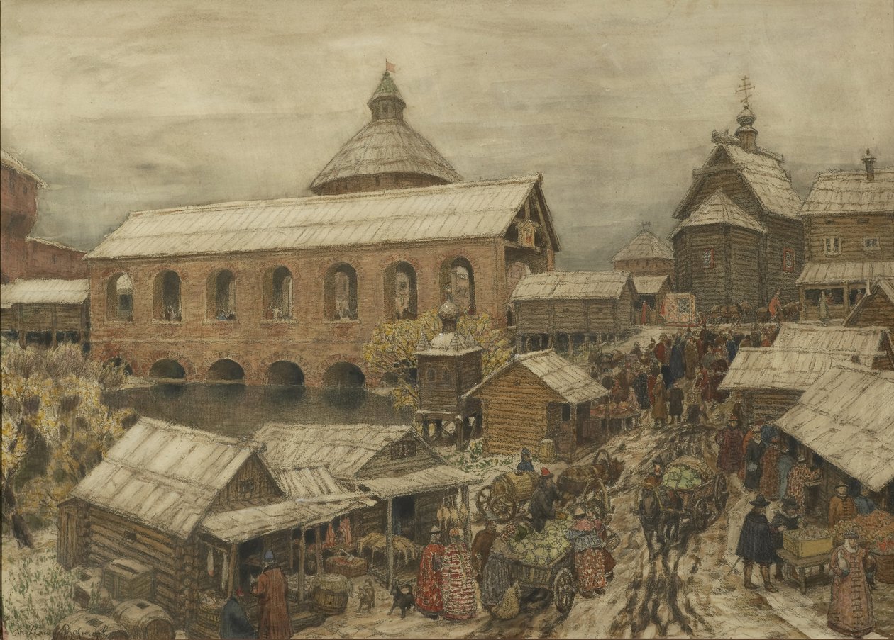 موسكو القديمة. Okhotny Ryad Hunting Row ، 1900s-1910s بواسطة Apollinari Mikhailovich Vasnetsov