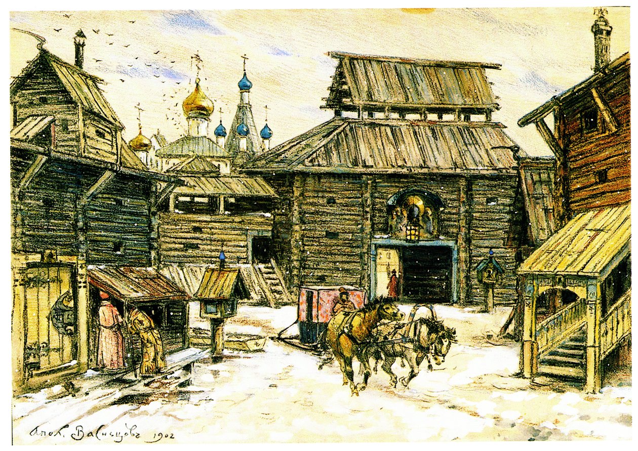 موسكو القديمة. المدينة الخشبية 1902 بواسطة Apollinari Mikhailovich Vasnetsov