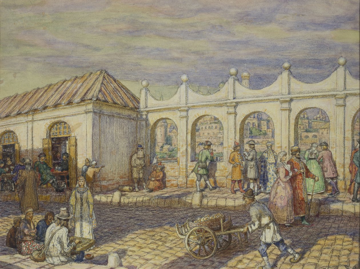 الجسر الحجري في زمن بطرس الأول ، 1901 بواسطة Apollinari Mikhailovich Vasnetsov
