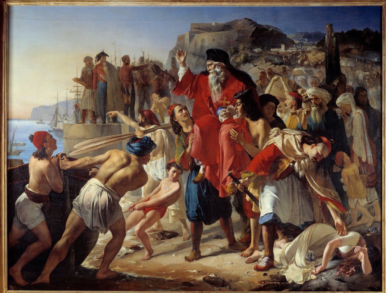 الصعود إلى Parganiotes. مشهد تاريخي خلال حرب الاستقلال اليونانية (1819). لوحة أبولودور كاليت (1779-1831) بواسطة أبولودور ألفونس كاليت